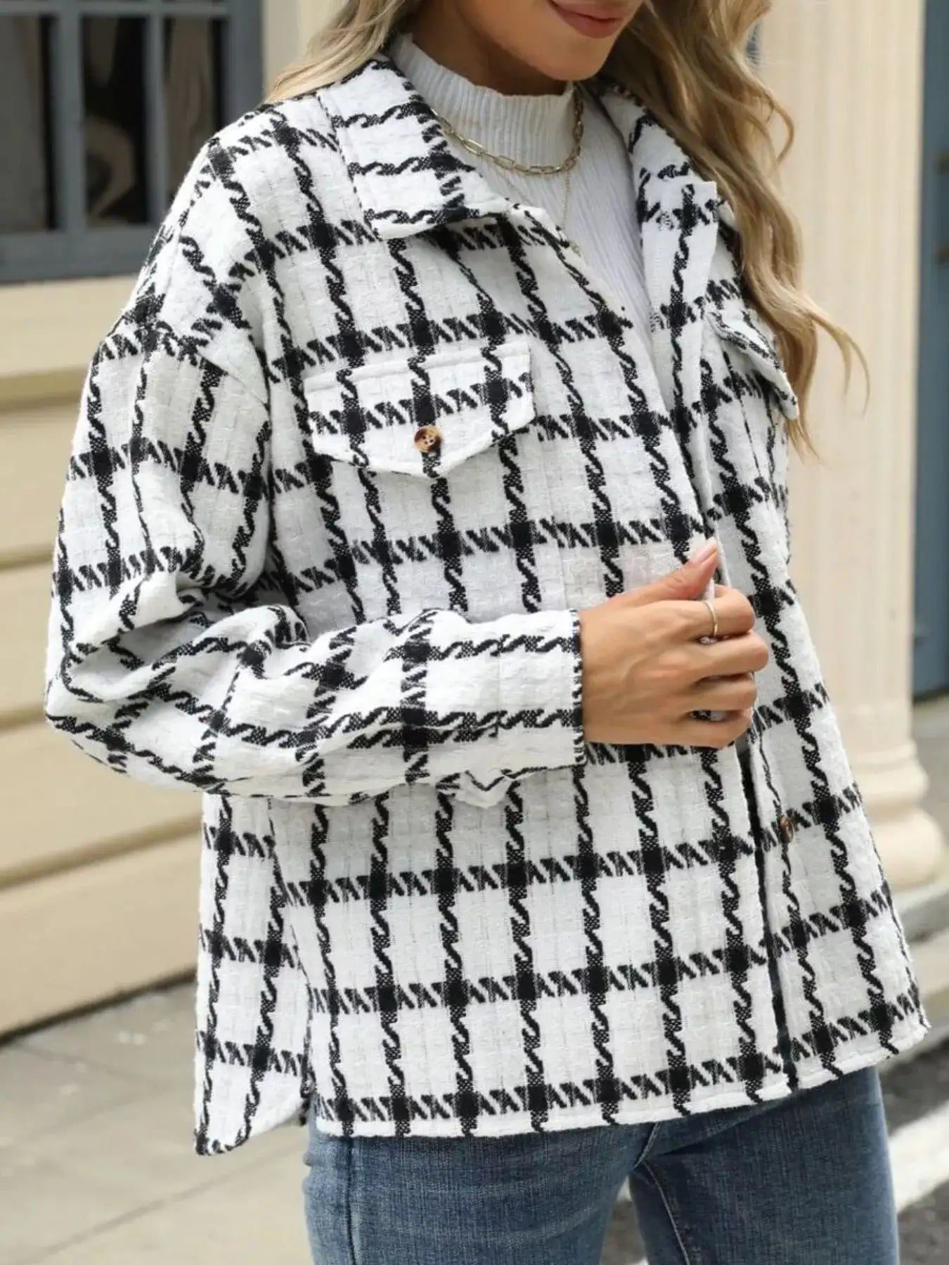 Plaid Button Up Long Sleeve Jacket - Bela Fils BoutiqueBela Fils Boutique